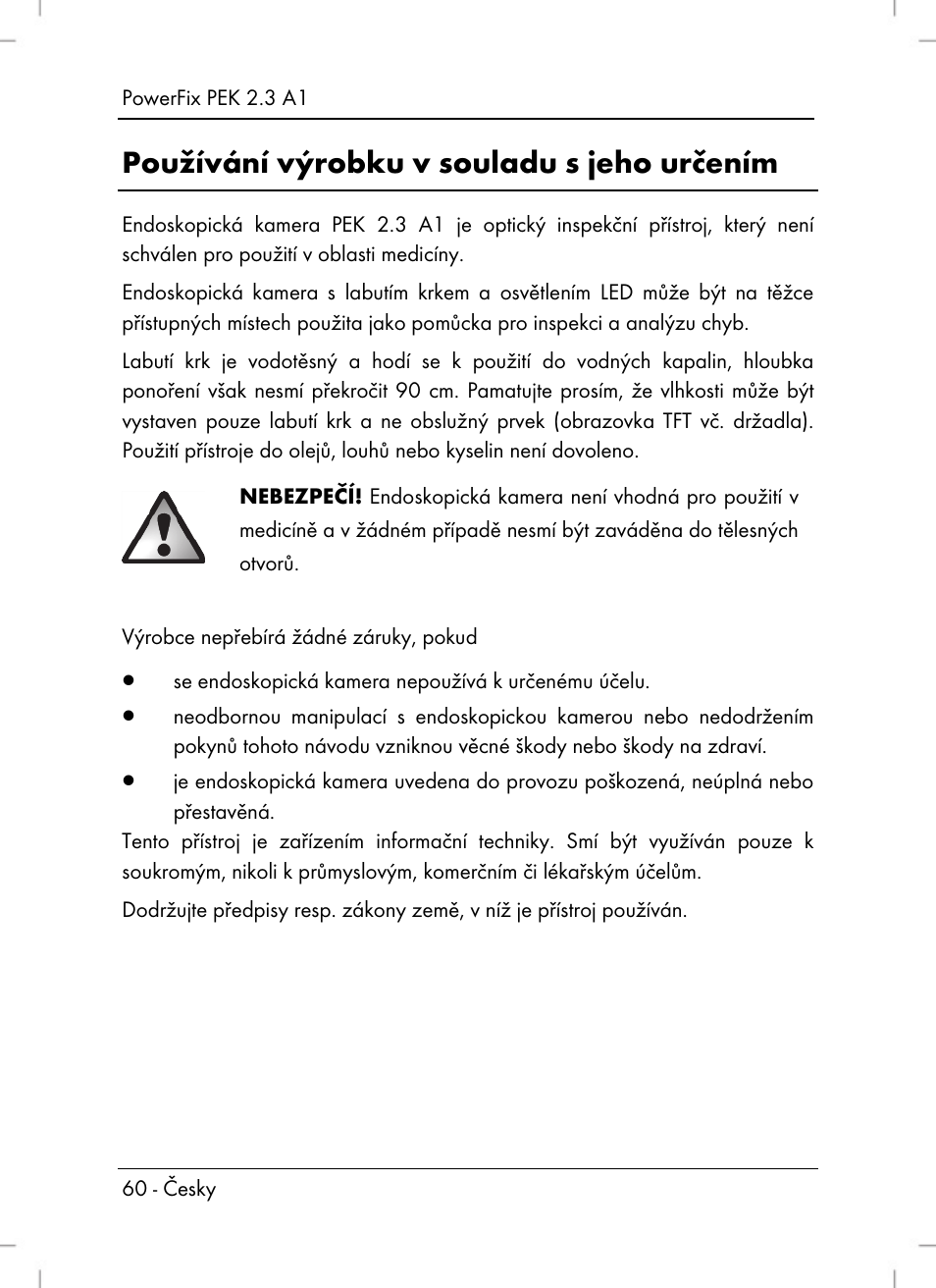 Používání výrobku v souladu s jeho určením | Powerfix PEK 2.3 A1 User Manual | Page 62 / 116