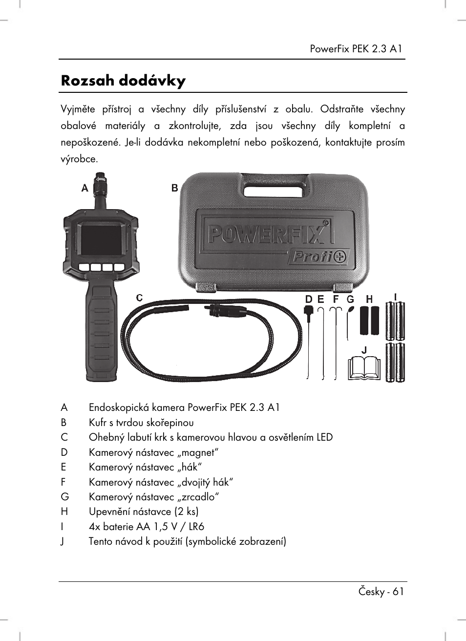 Rozsah dodávky | Powerfix PEK 2.3 A1 User Manual | Page 63 / 116