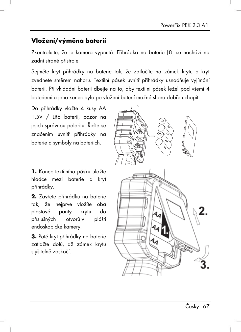 Vložení/výměna baterií | Powerfix PEK 2.3 A1 User Manual | Page 69 / 116