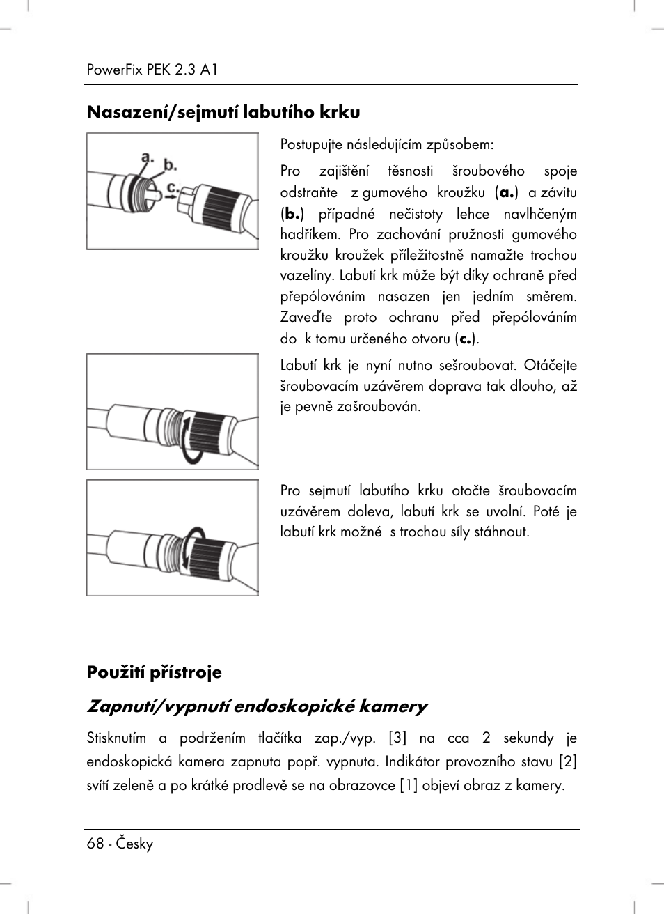 Zapnutí/vypnutí endoskopické kamery | Powerfix PEK 2.3 A1 User Manual | Page 70 / 116