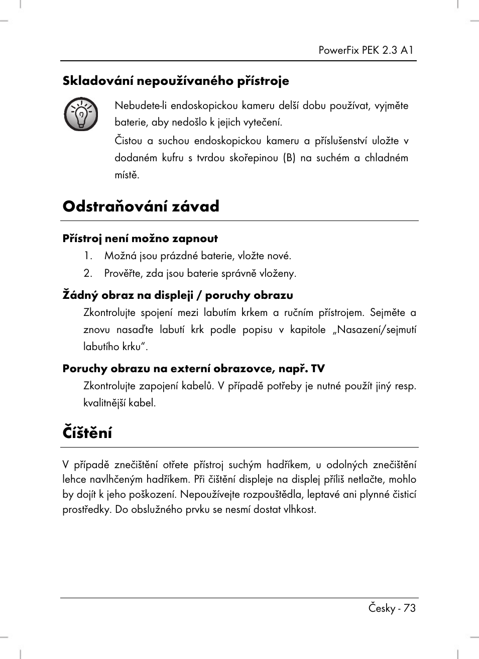 Odstraňování závad, Číštění | Powerfix PEK 2.3 A1 User Manual | Page 75 / 116