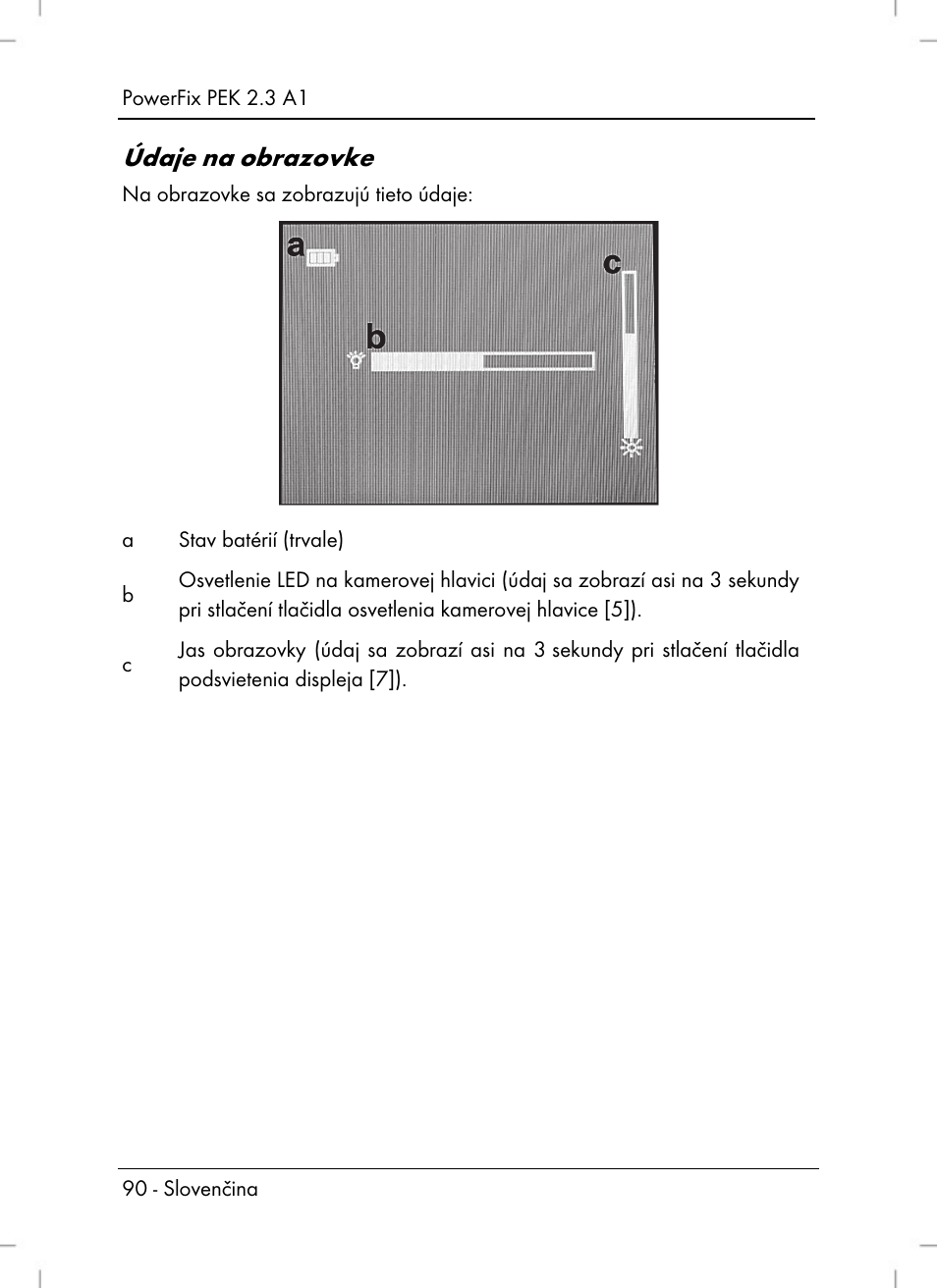 Údaje na obrazovke | Powerfix PEK 2.3 A1 User Manual | Page 92 / 116