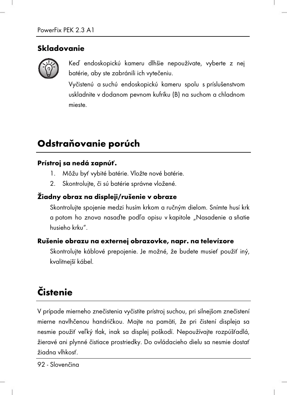 Odstraňovanie porúch, Čistenie | Powerfix PEK 2.3 A1 User Manual | Page 94 / 116