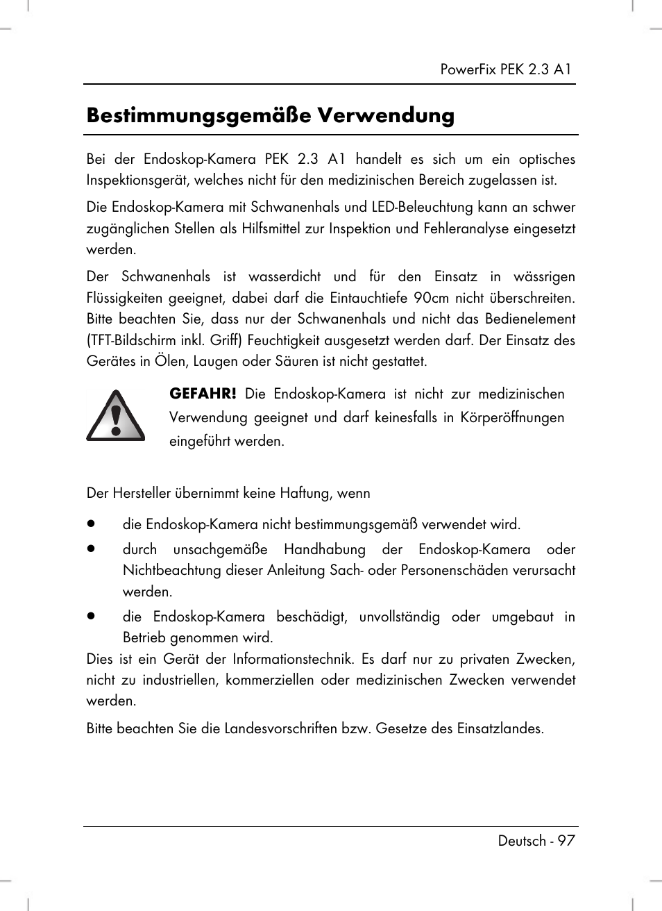 Bestimmungsgemäße verwendung | Powerfix PEK 2.3 A1 User Manual | Page 99 / 116