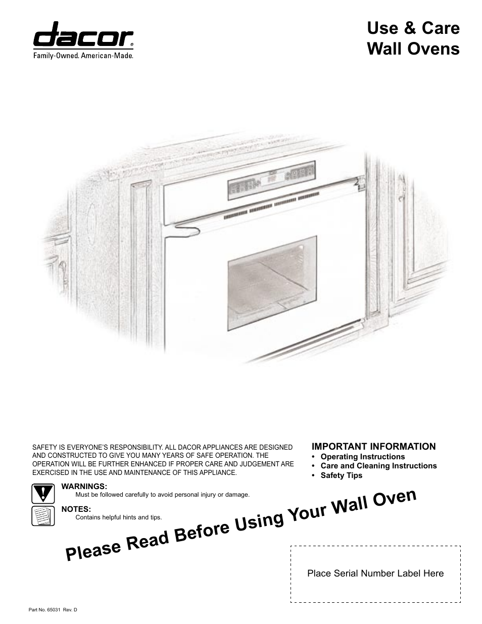 Dacor Wall Oven User Manual | 16 pages