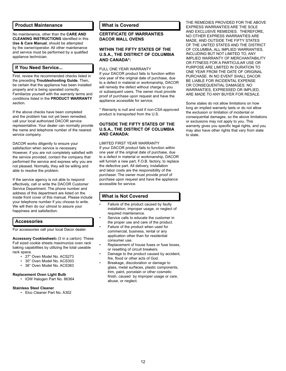 Dacor Wall Oven User Manual | Page 14 / 16