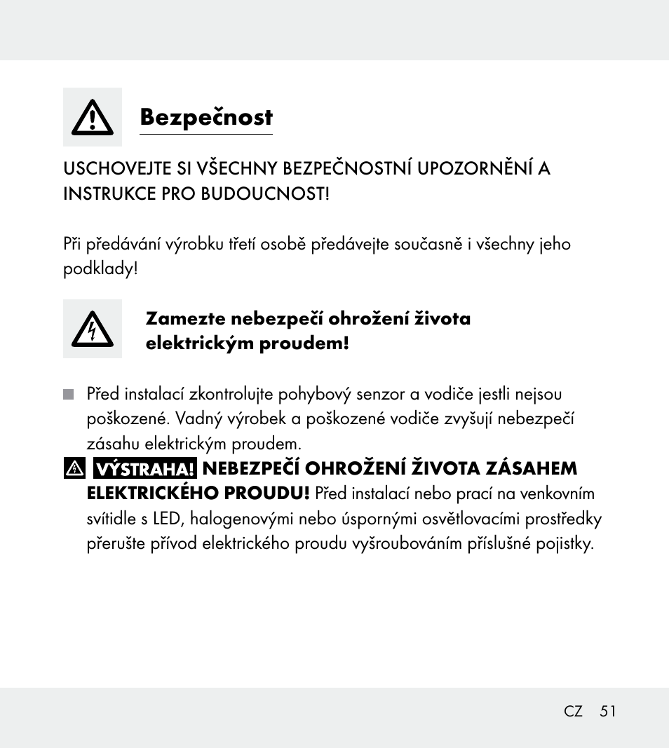 Bezpečnost | Powerfix Z31712A/Z31712B Z31712C/Z31712D User Manual | Page 51 / 78