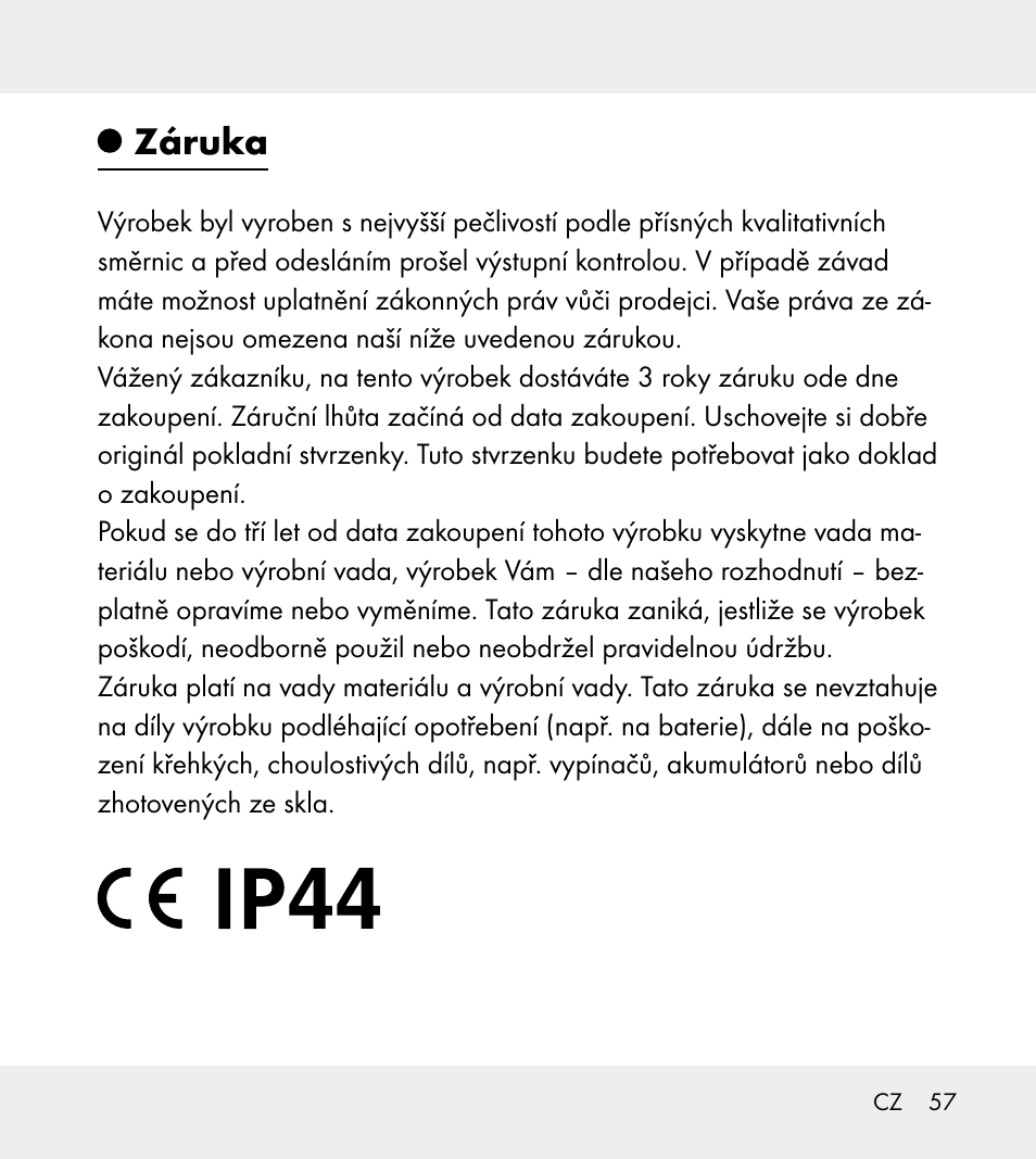 Záruka | Powerfix Z31712A/Z31712B Z31712C/Z31712D User Manual | Page 57 / 78