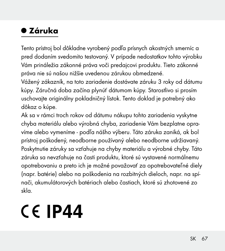 Záruka | Powerfix Z31712A/Z31712B Z31712C/Z31712D User Manual | Page 67 / 78