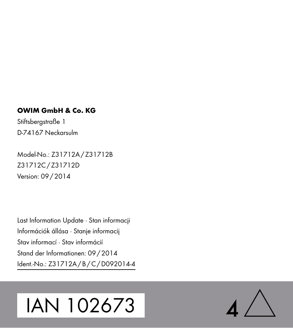 Powerfix Z31712A/Z31712B Z31712C/Z31712D User Manual | Page 78 / 78