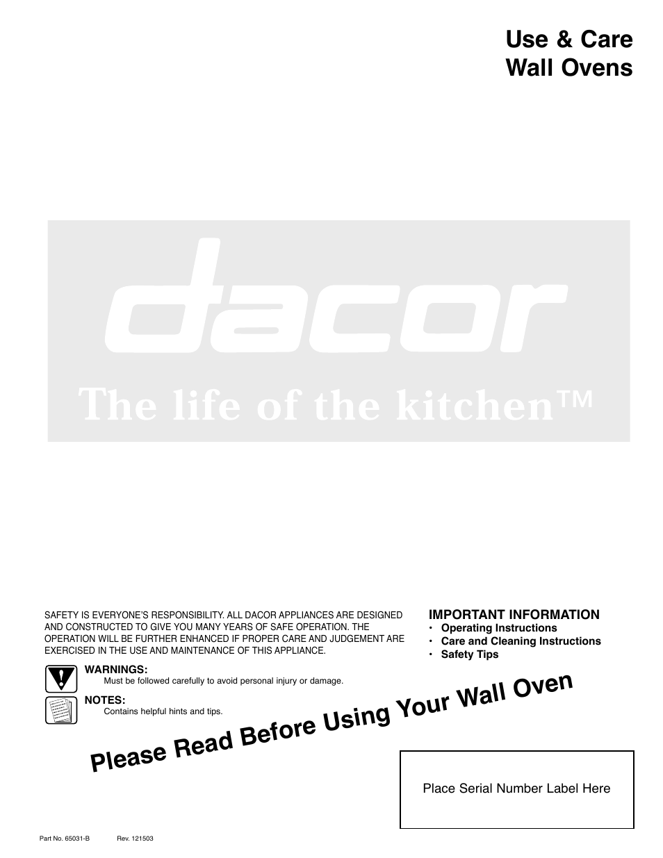 Dacor ACS363 User Manual | 22 pages