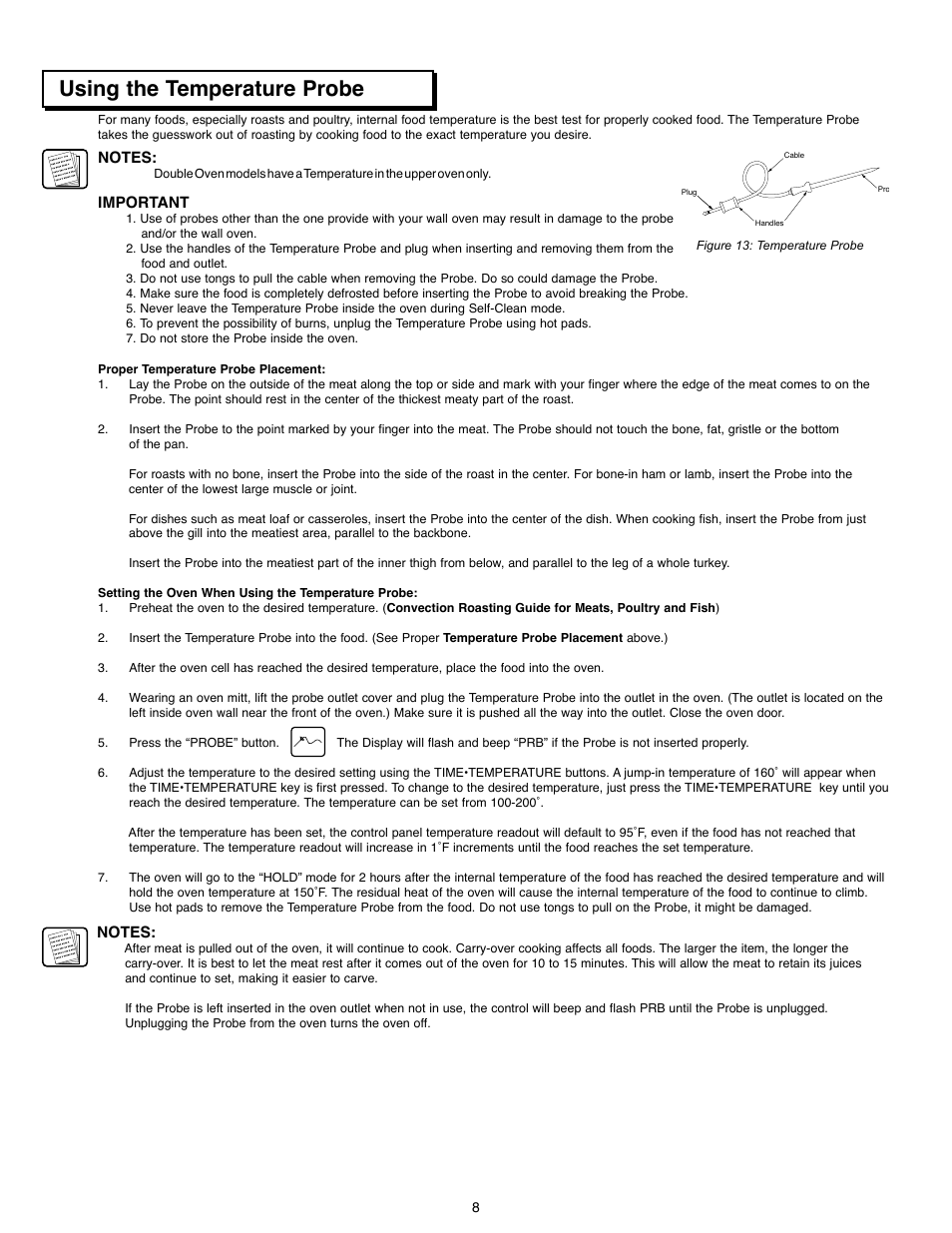 Using the temperature probe | Dacor ACS363 User Manual | Page 10 / 22