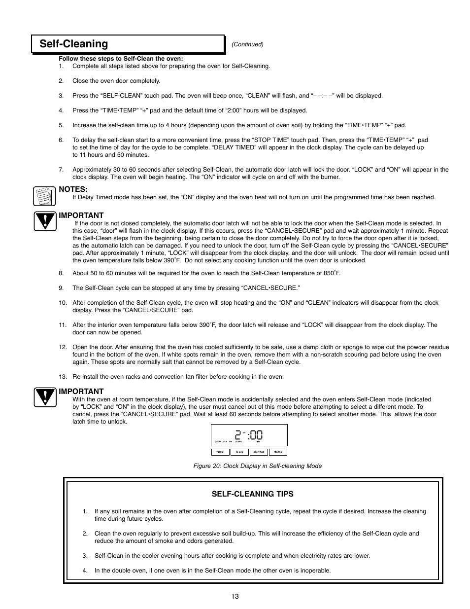 Self-cleaning | Dacor ACS363 User Manual | Page 15 / 22