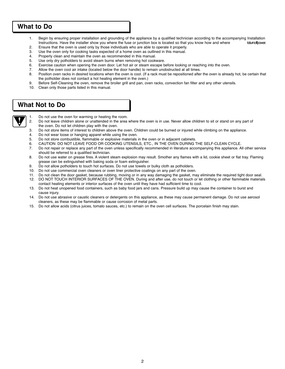 What to do what not to do | Dacor ACS363 User Manual | Page 4 / 22