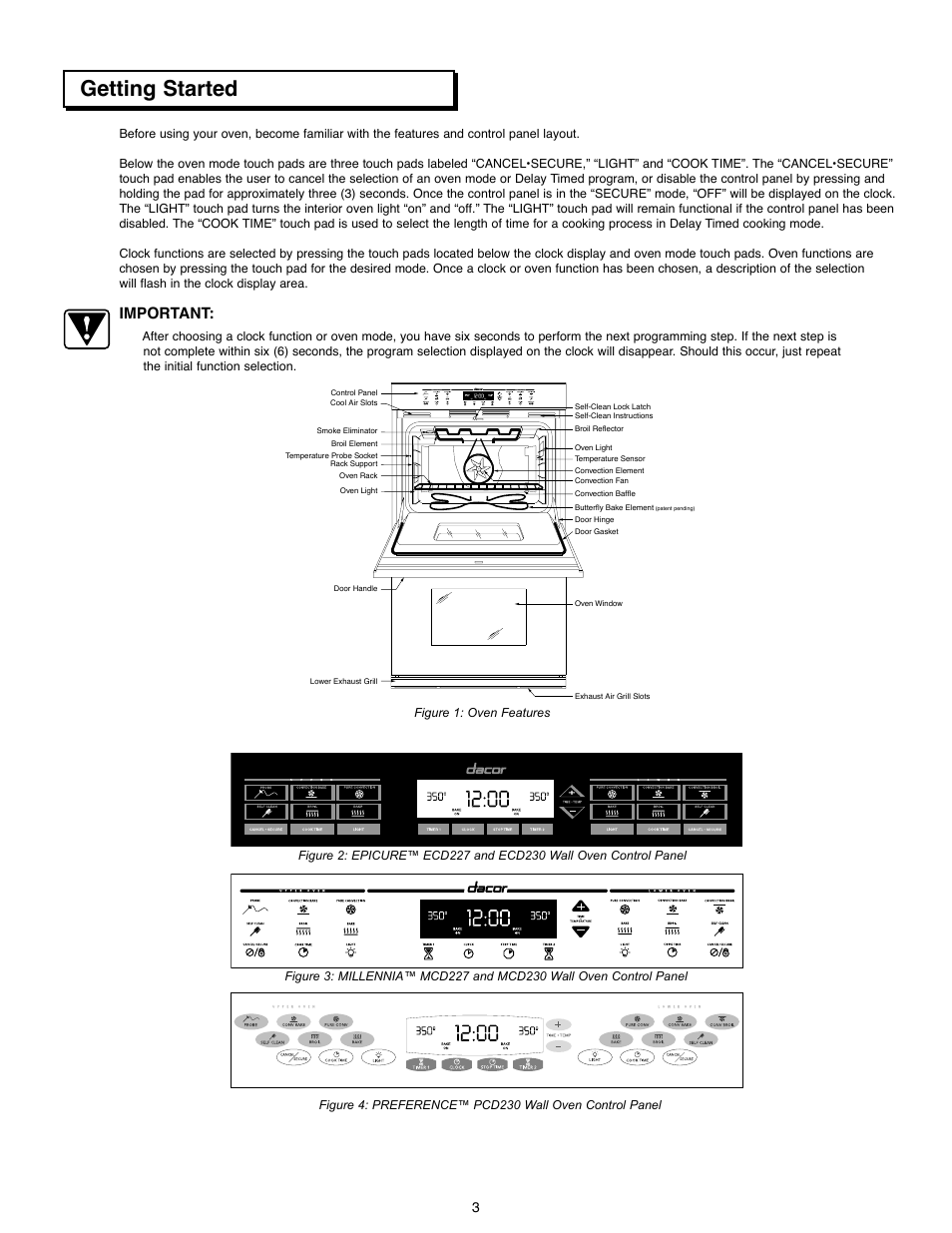 Getting started, Important | Dacor ACS363 User Manual | Page 5 / 22