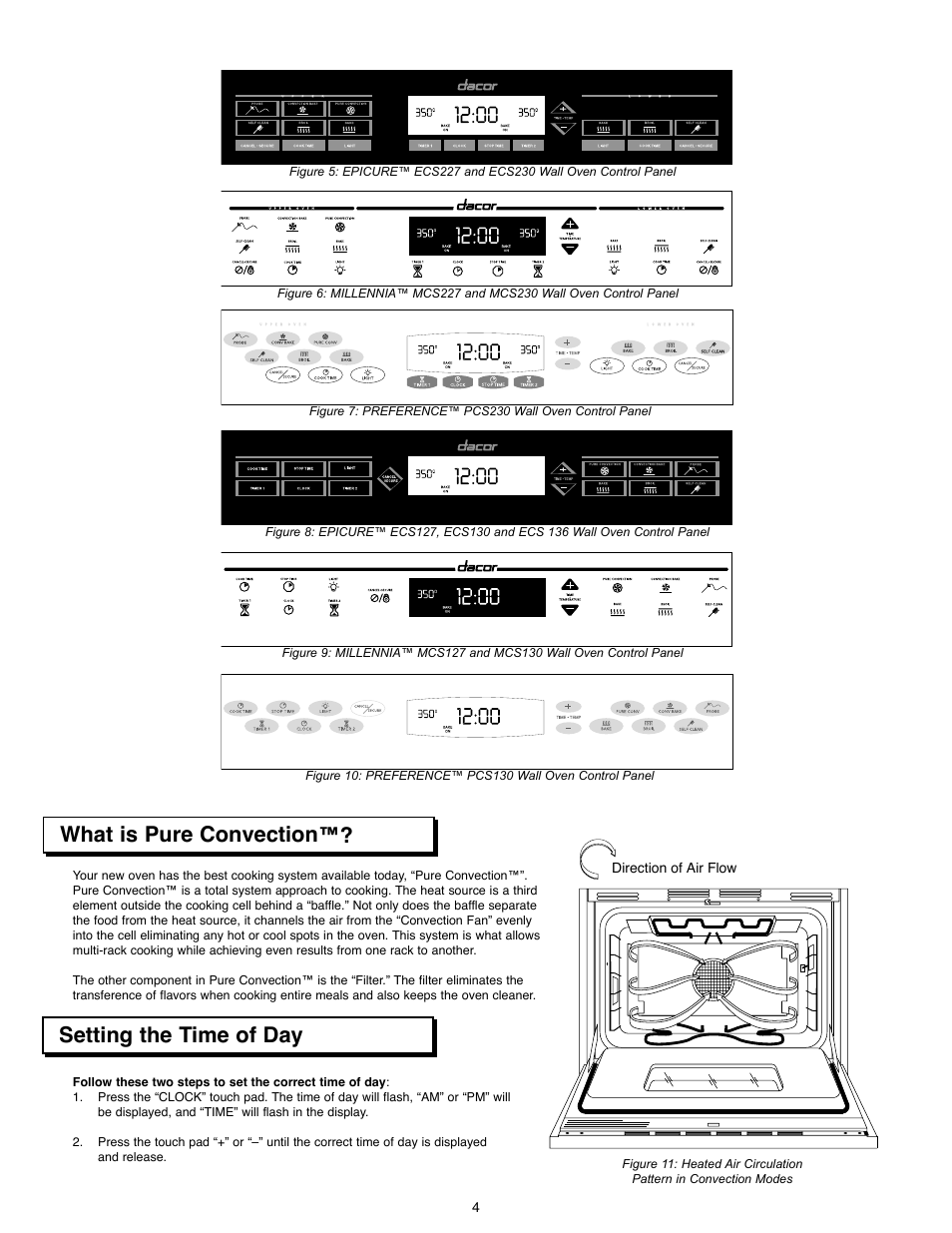 What is pure convection™? setting the time of day | Dacor ACS363 User Manual | Page 6 / 22