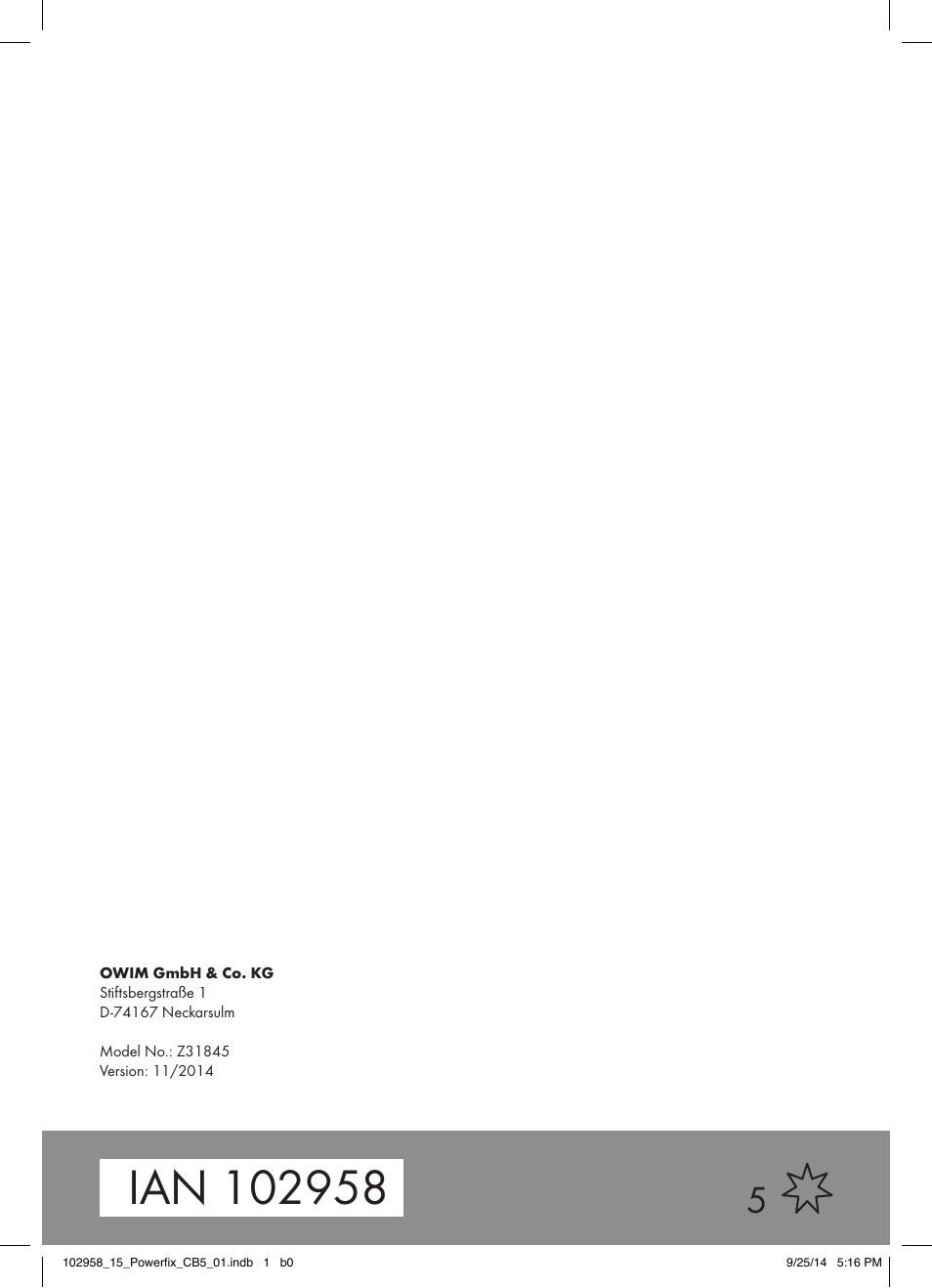 Powerfix Z31845 User Manual | 15 pages