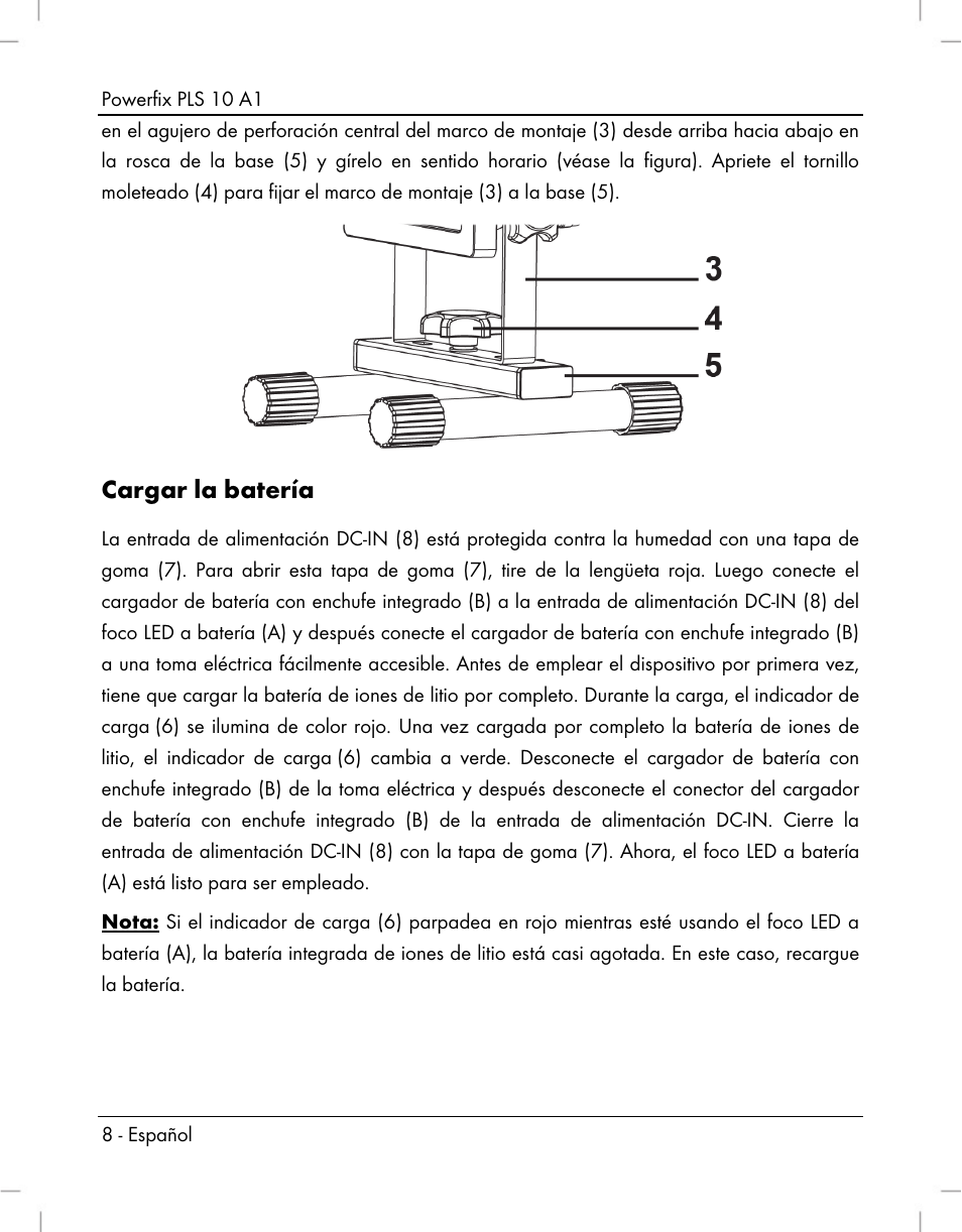 Cargar la batería | Powerfix PLS 10 A1 User Manual | Page 10 / 60