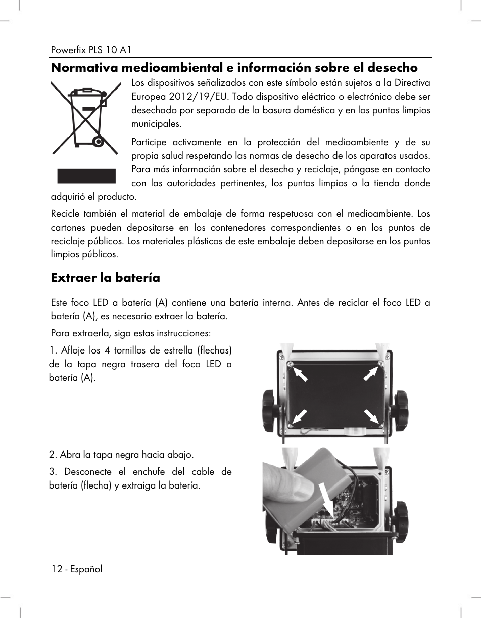 Extraer la batería | Powerfix PLS 10 A1 User Manual | Page 14 / 60