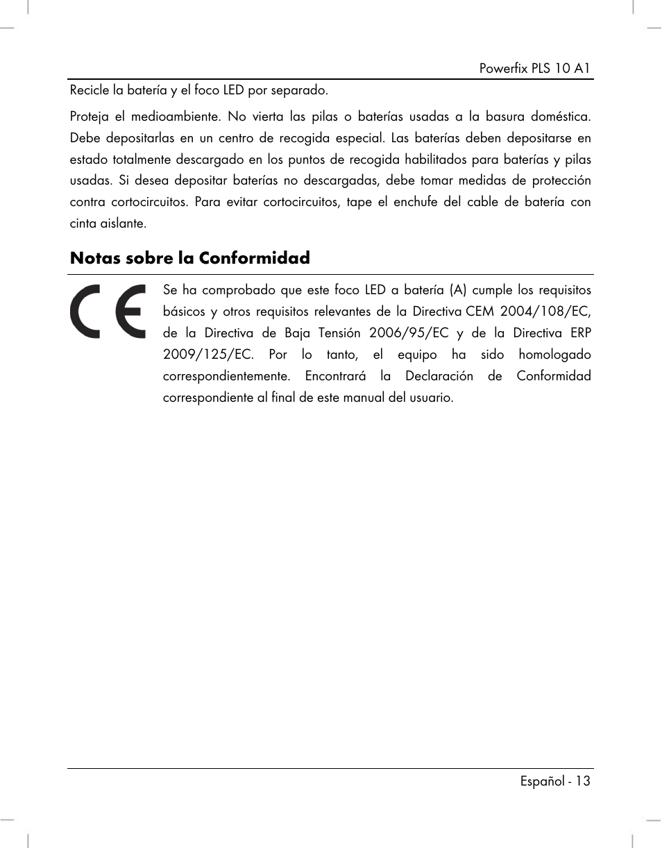 Notas sobre la conformidad | Powerfix PLS 10 A1 User Manual | Page 15 / 60