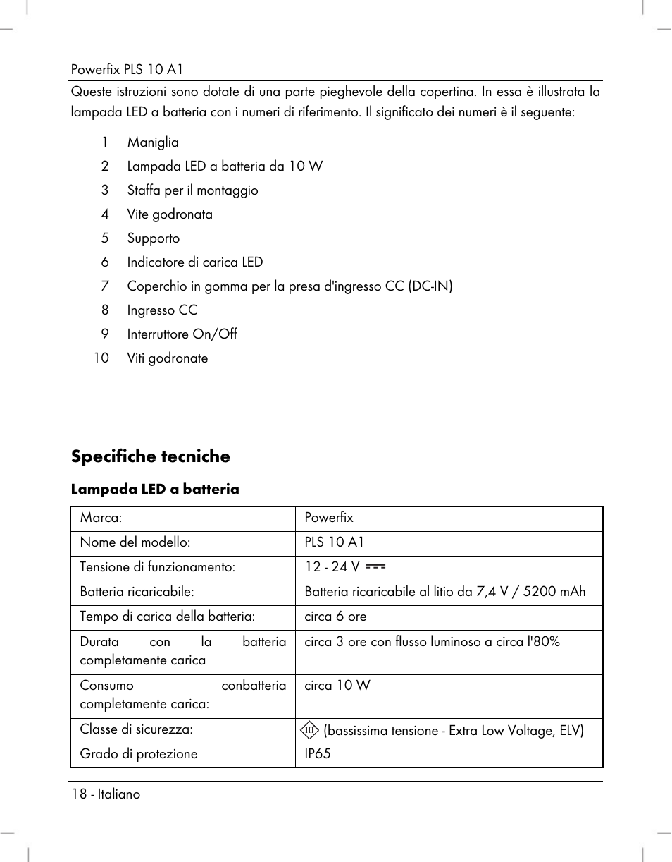 Specifiche tecniche | Powerfix PLS 10 A1 User Manual | Page 20 / 60
