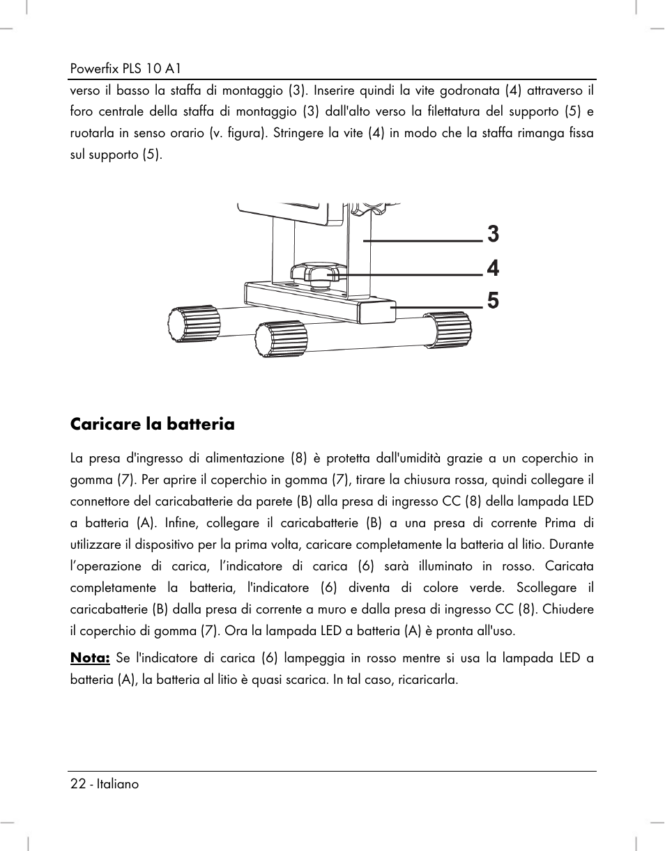 Caricare la batteria | Powerfix PLS 10 A1 User Manual | Page 24 / 60