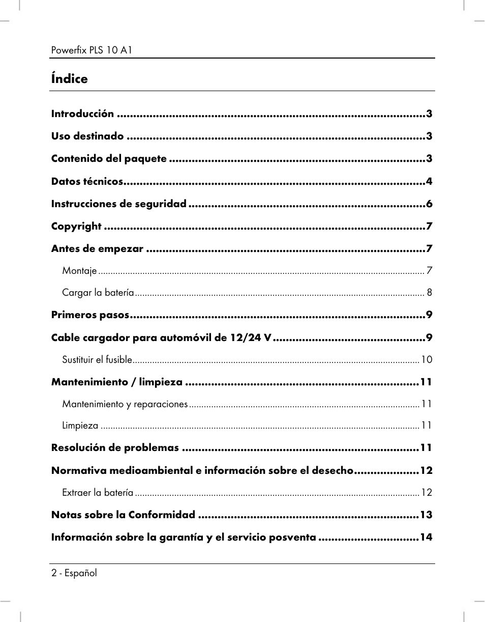 Powerfix PLS 10 A1 User Manual | Page 4 / 60
