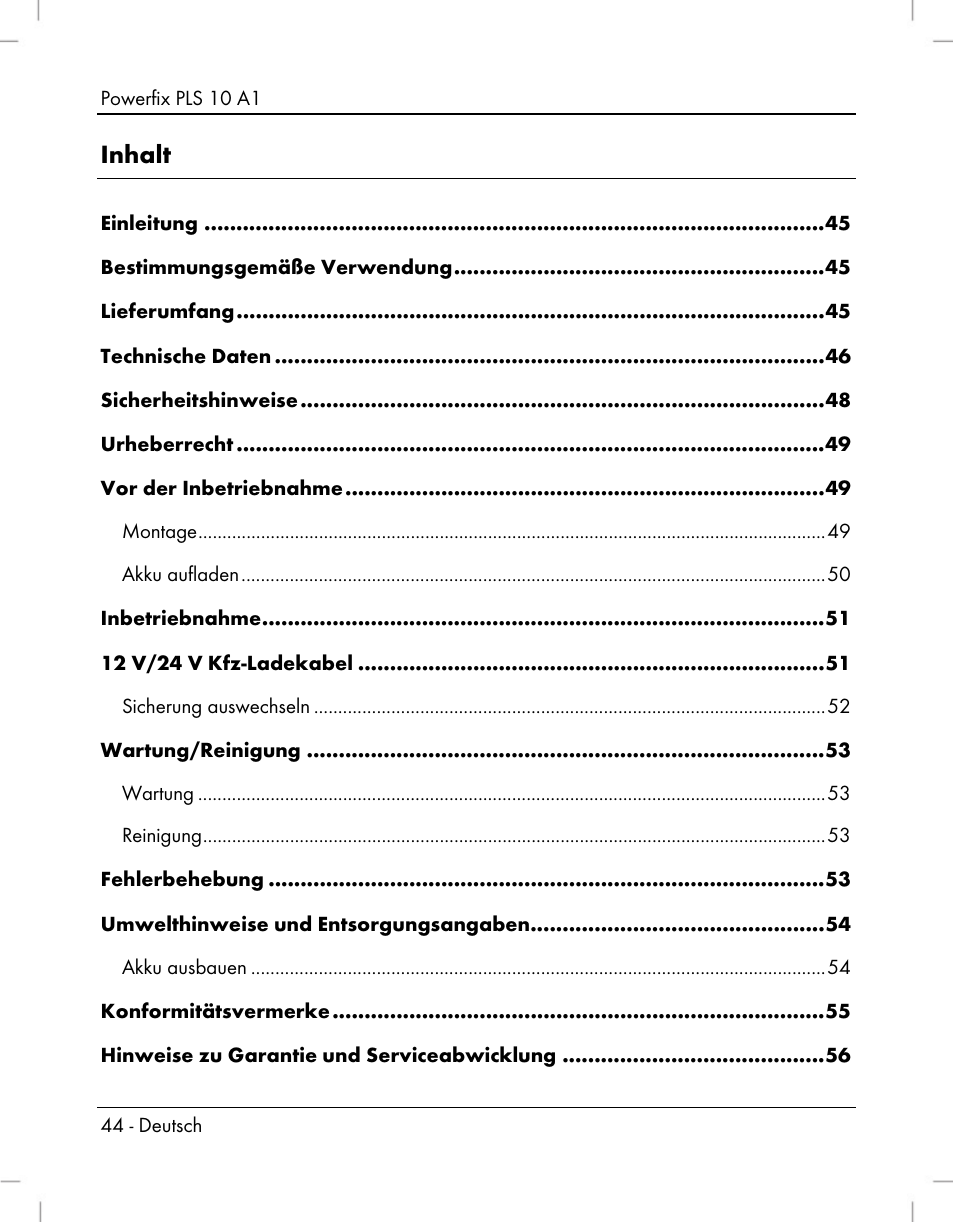 Powerfix PLS 10 A1 User Manual | Page 46 / 60