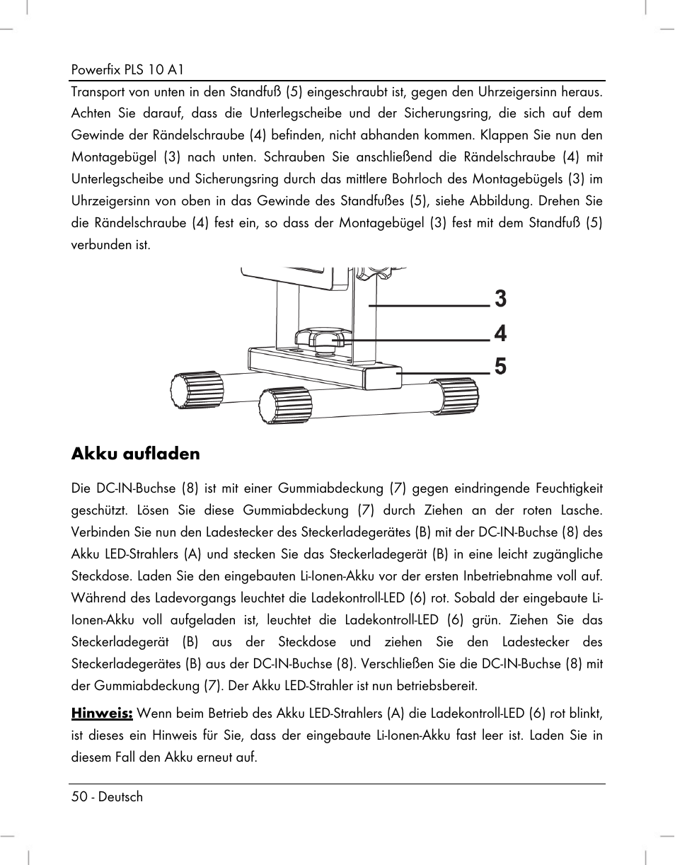Akku aufladen | Powerfix PLS 10 A1 User Manual | Page 52 / 60