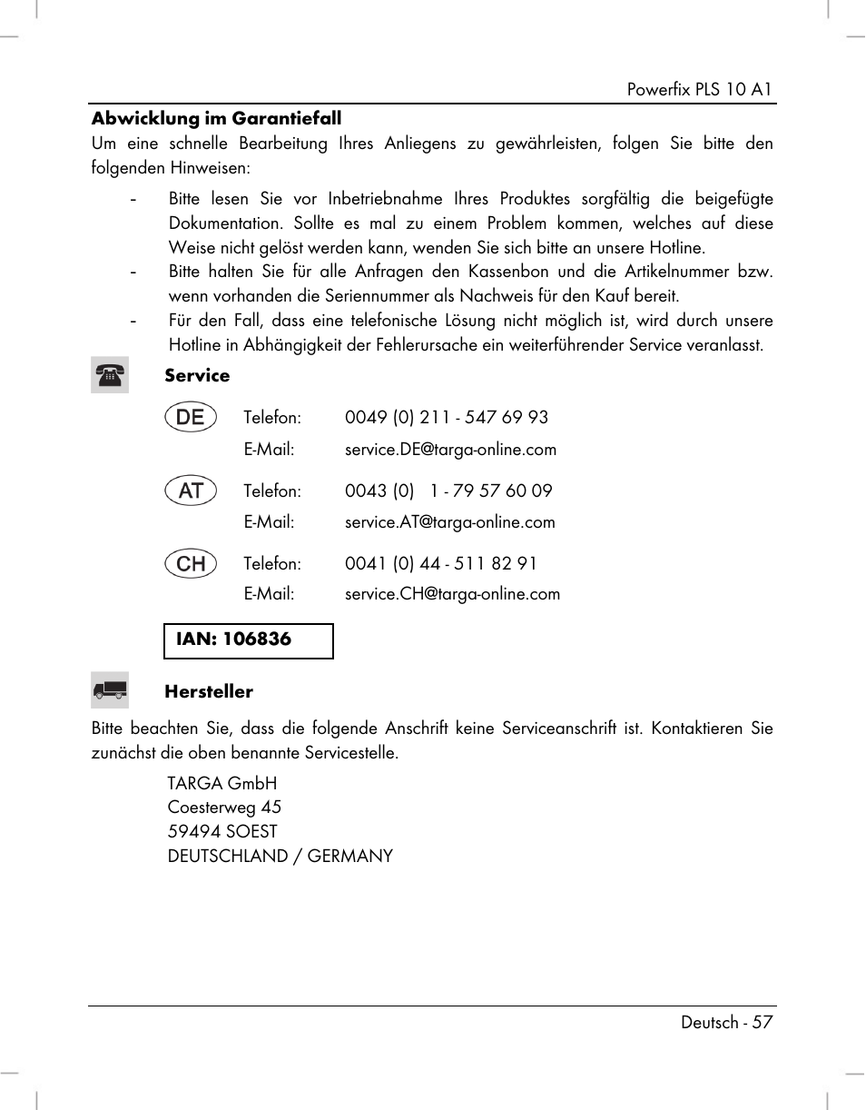Powerfix PLS 10 A1 User Manual | Page 59 / 60