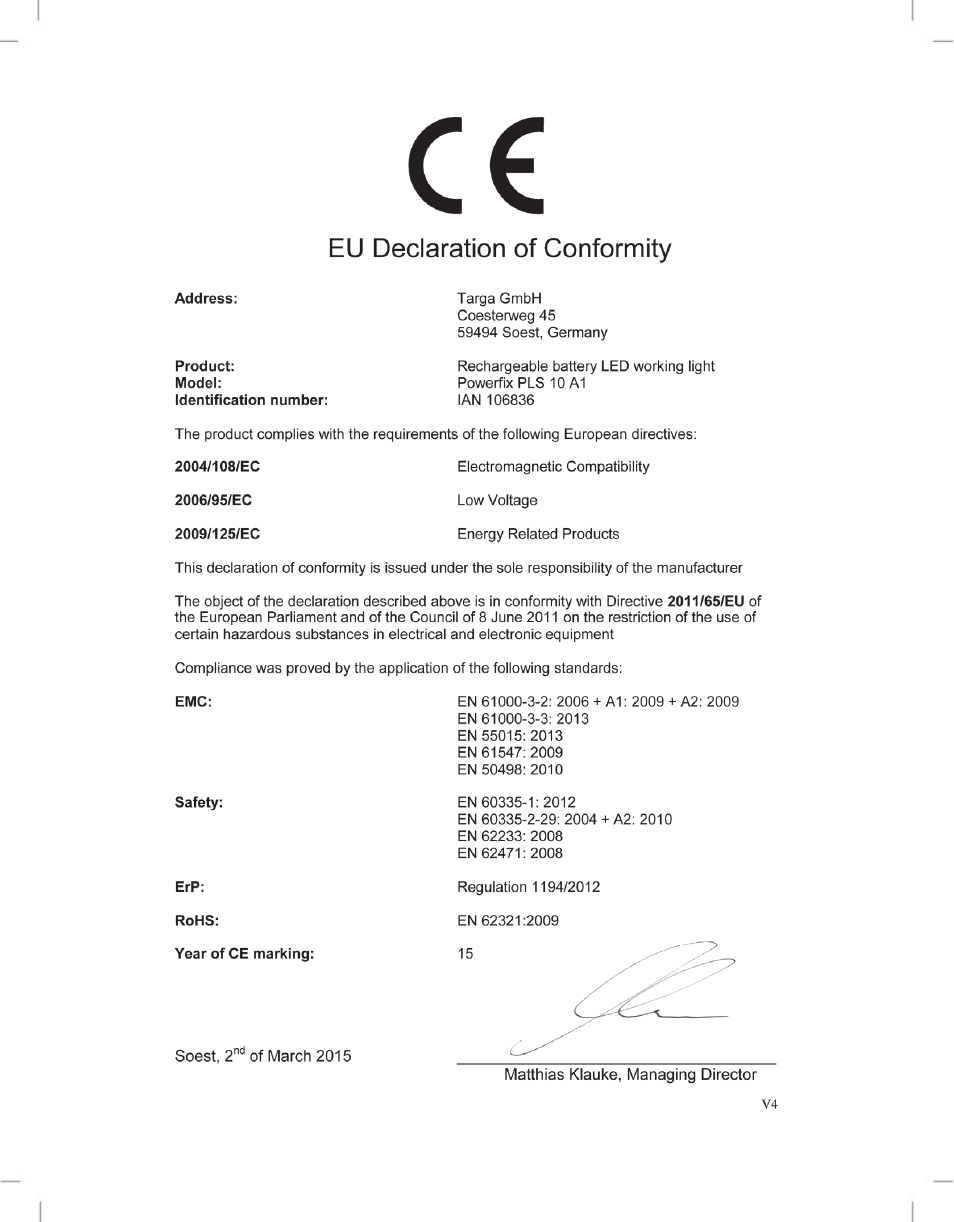 Powerfix PLS 10 A1 User Manual | Page 60 / 60