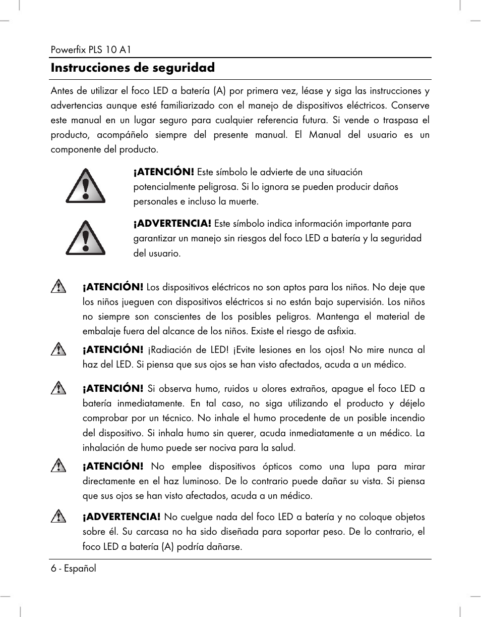 Instrucciones de seguridad | Powerfix PLS 10 A1 User Manual | Page 8 / 60