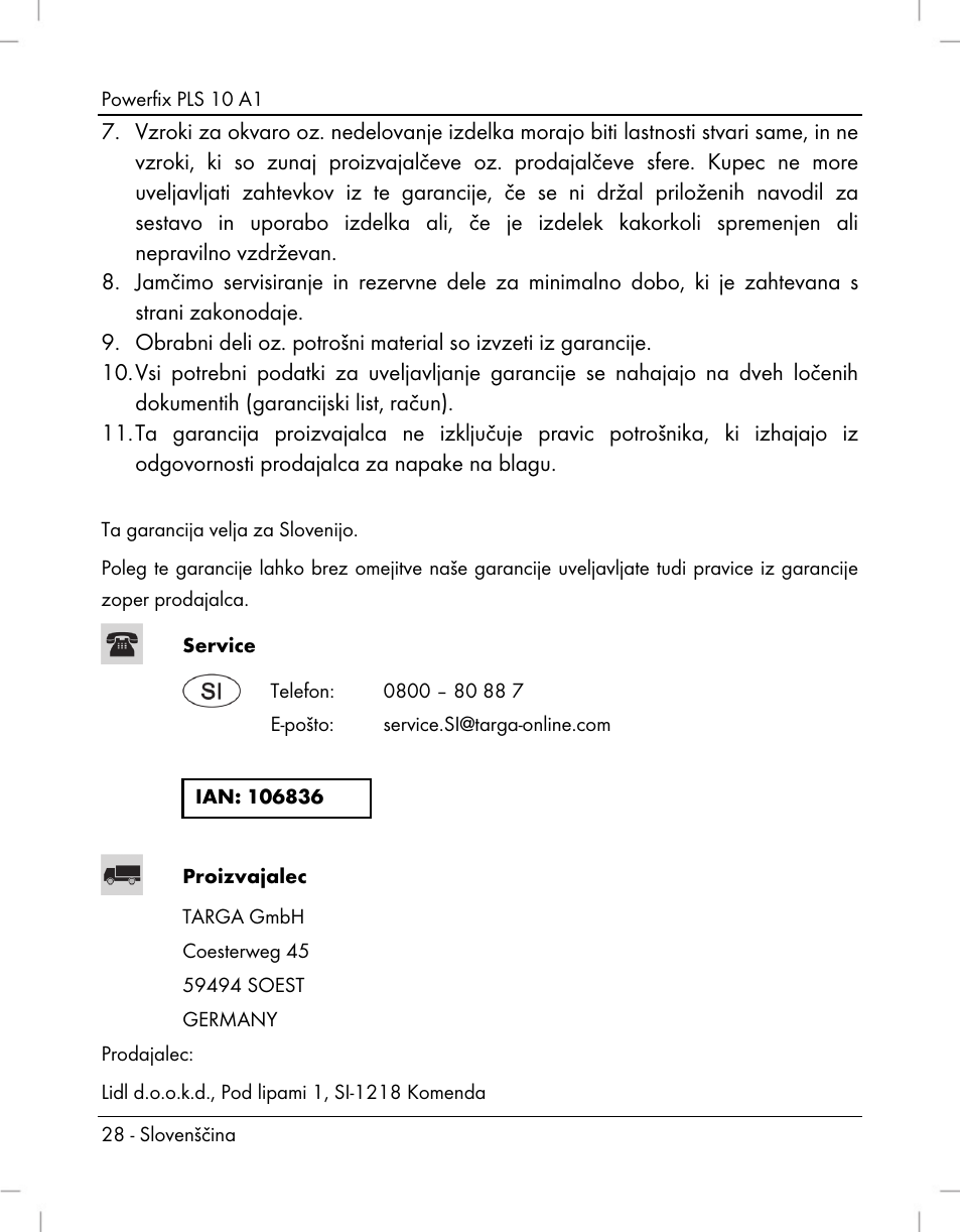 Powerfix PLS 10 A1 User Manual | Page 30 / 60
