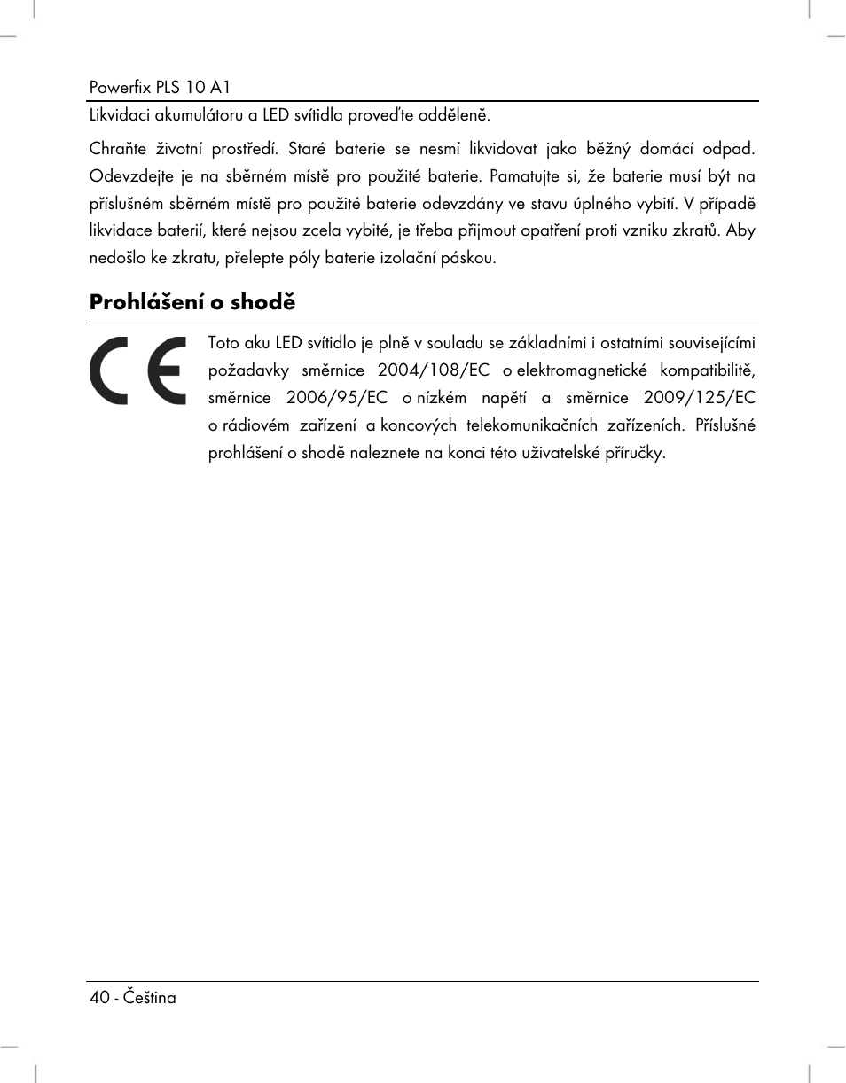 Prohlášení o shodě | Powerfix PLS 10 A1 User Manual | Page 42 / 60