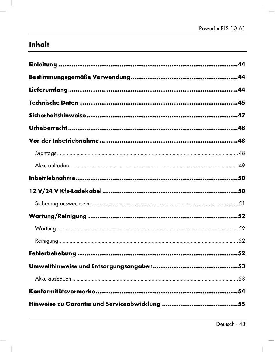 Powerfix PLS 10 A1 User Manual | Page 45 / 60