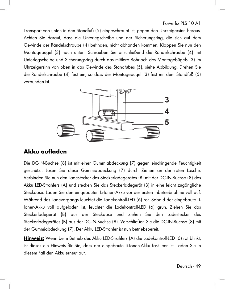 Akku aufladen | Powerfix PLS 10 A1 User Manual | Page 51 / 60