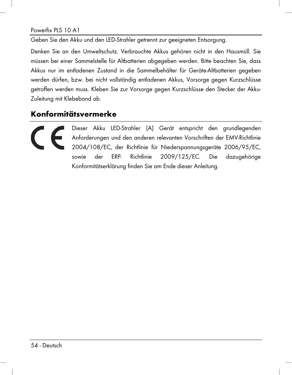 Konformitätsvermerke | Powerfix PLS 10 A1 User Manual | Page 56 / 60
