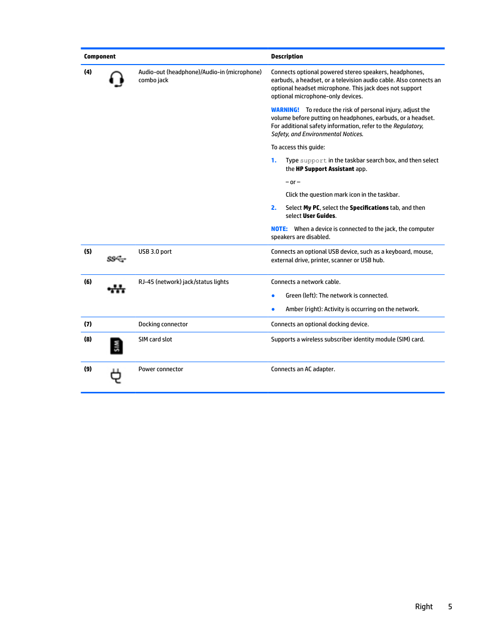 Right 5 | HP EliteBook 840 G3 User Manual | Page 15 / 81