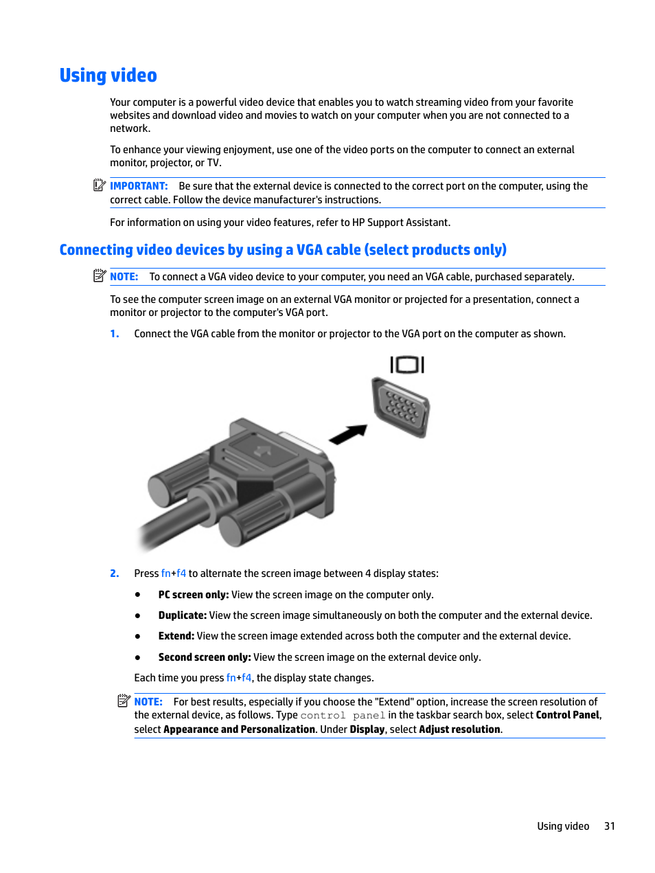 Using video | HP EliteBook 840 G3 User Manual | Page 41 / 81