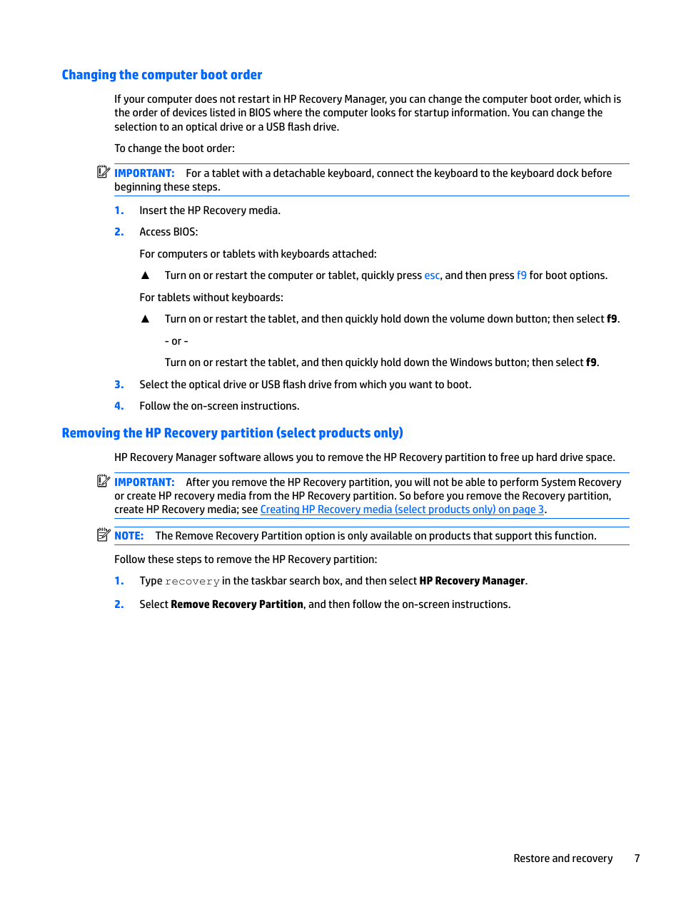 Changing the computer boot order, Tion, see | HP EliteBook 840 G3 User Manual | Page 11 / 12