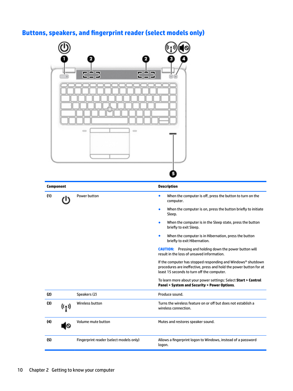10 chapter 2 getting to know your computer | HP EliteBook 840 G3 User Manual | Page 20 / 100