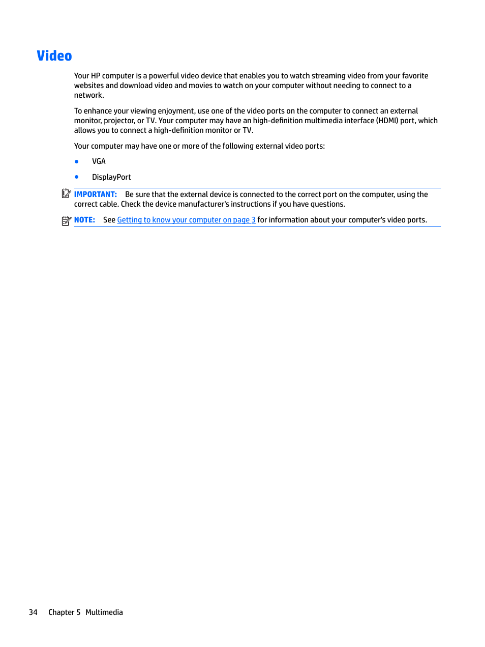 Video | HP EliteBook 840 G3 User Manual | Page 44 / 100