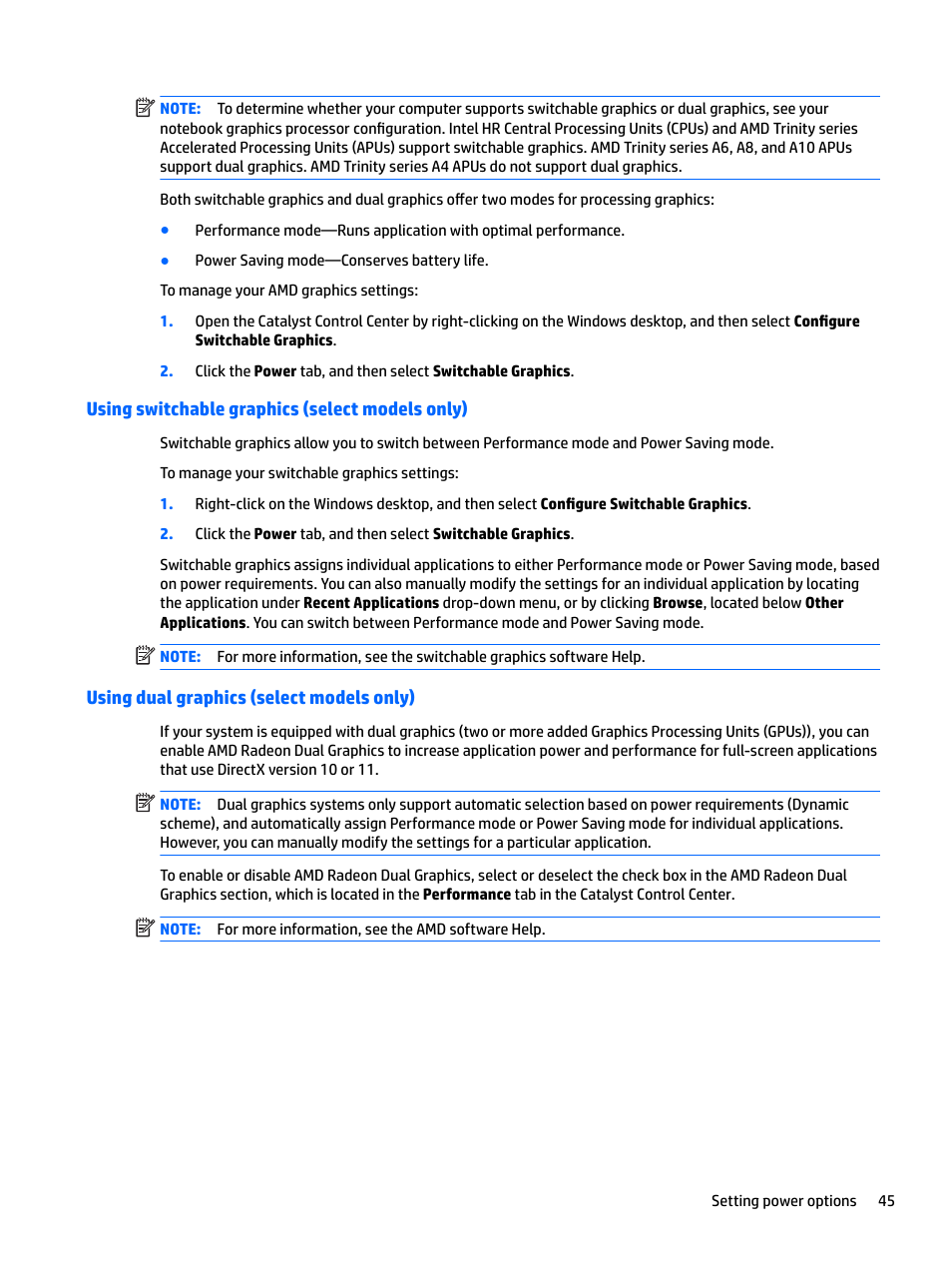 Using switchable graphics (select models only), Using dual graphics (select models only) | HP EliteBook 840 G3 User Manual | Page 55 / 100