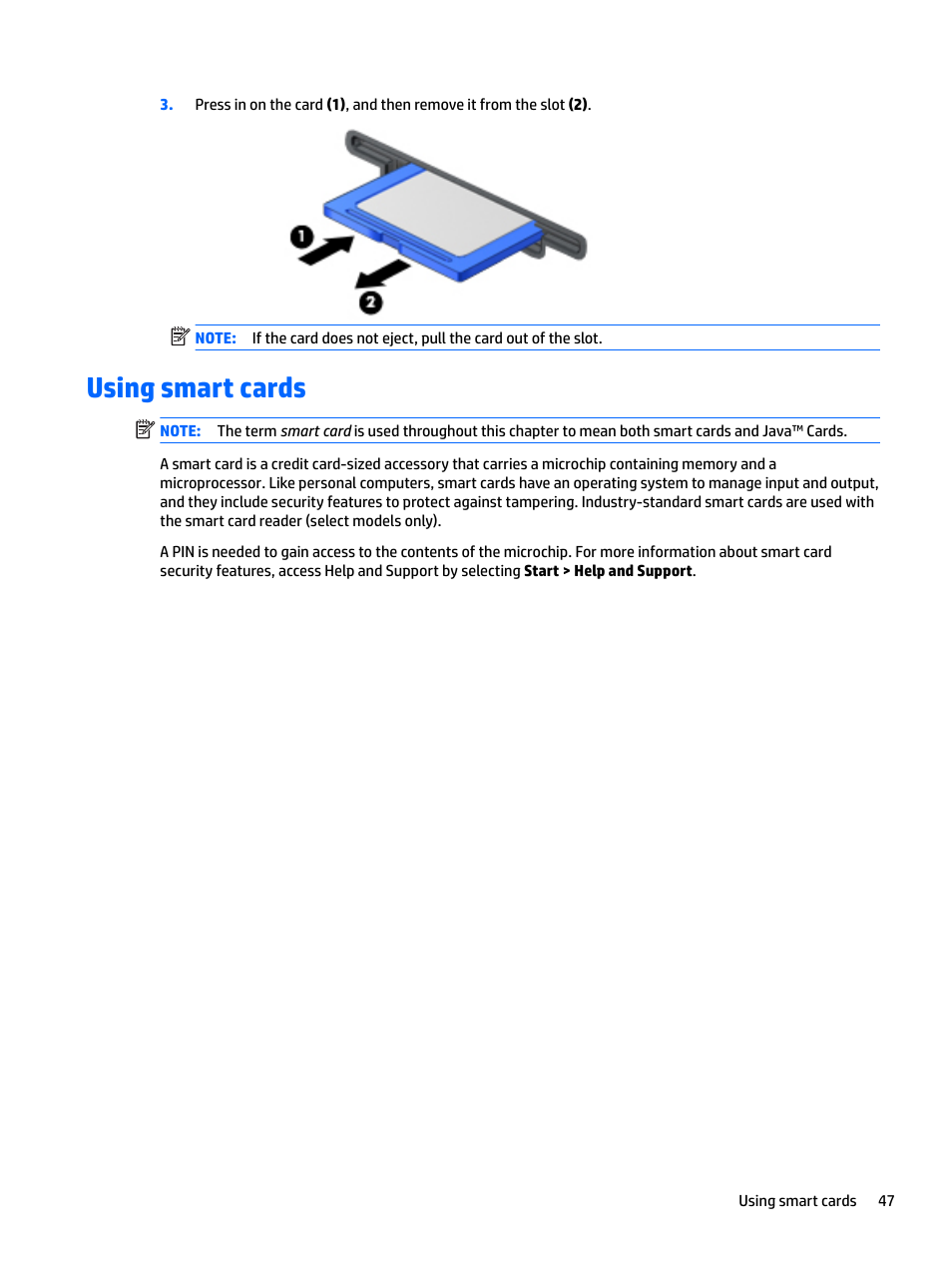 Using smart cards | HP EliteBook 840 G3 User Manual | Page 57 / 100