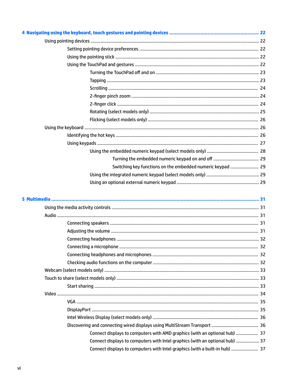 HP EliteBook 840 G3 User Manual | Page 6 / 100