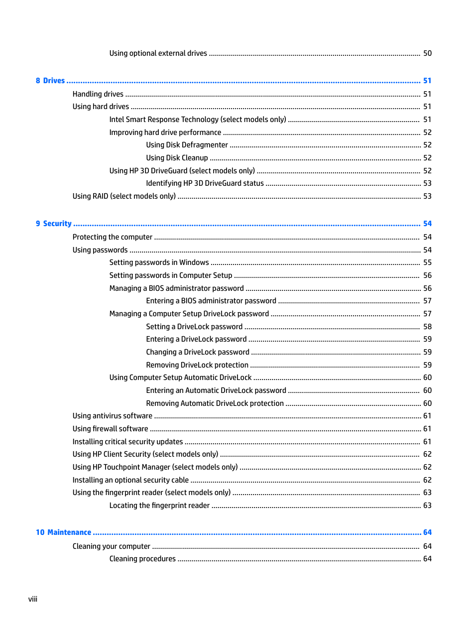 HP EliteBook 840 G3 User Manual | Page 8 / 100