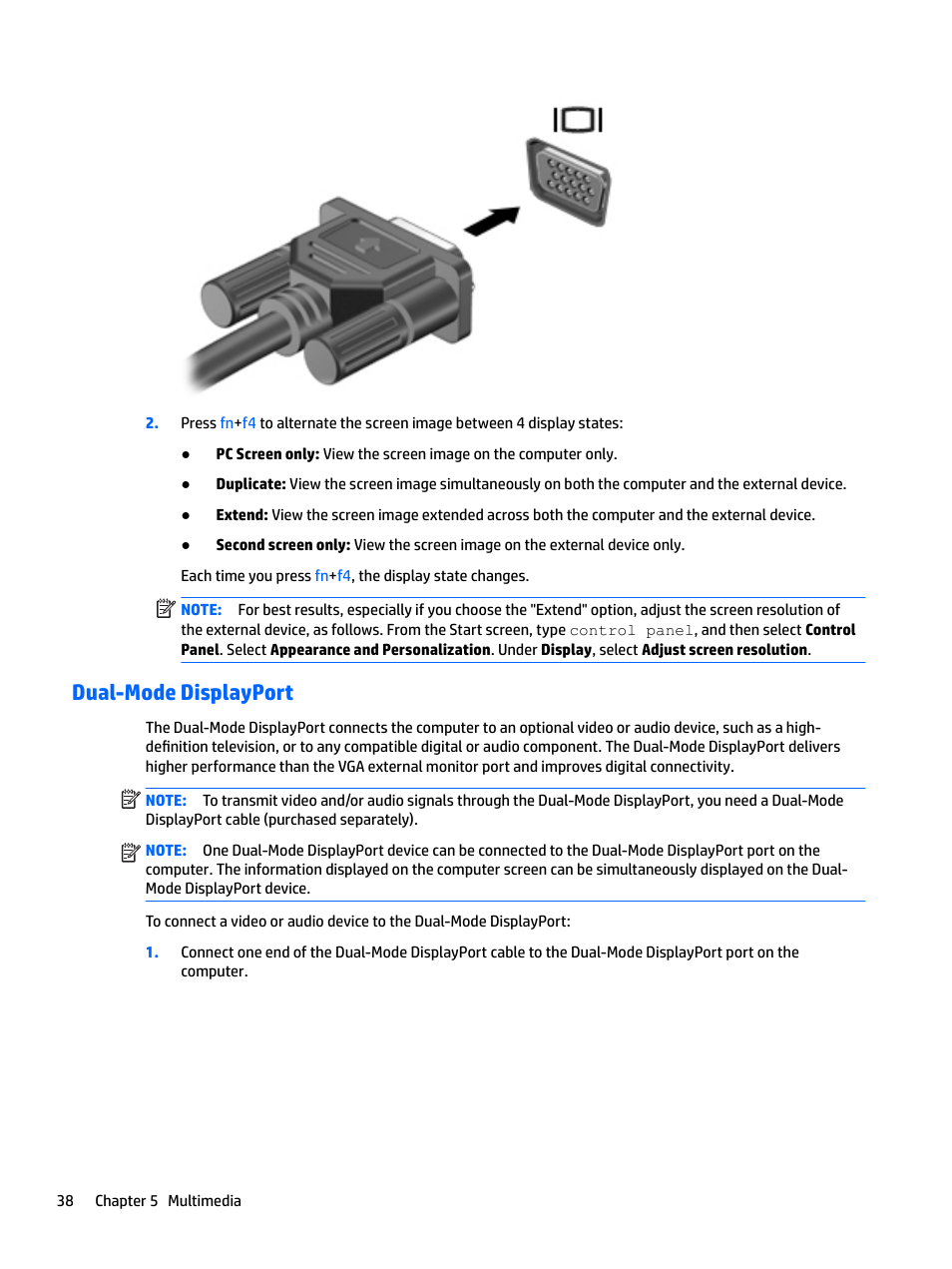 Dual-mode displayport | HP EliteBook 840 G3 User Manual | Page 48 / 101