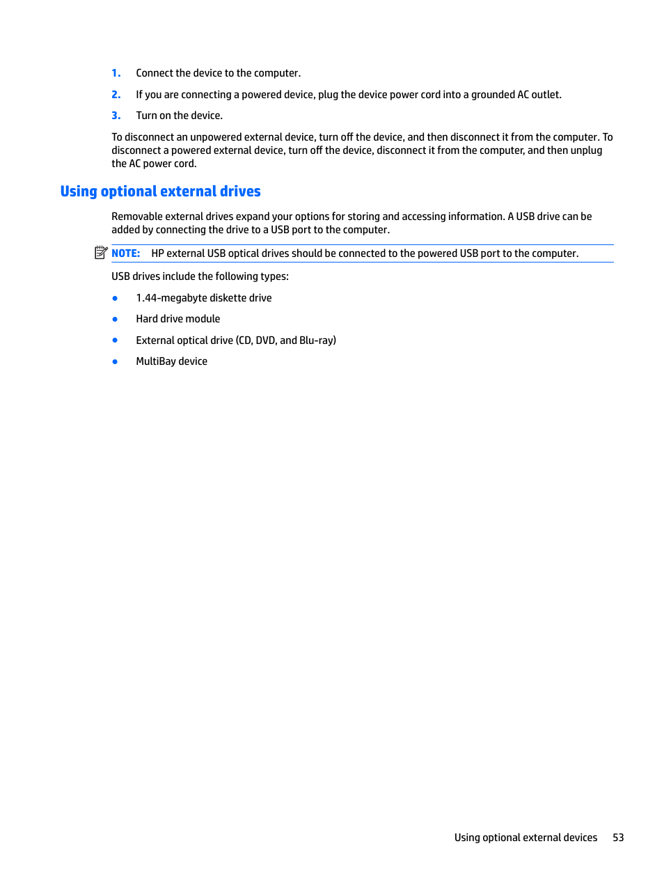 Using optional external drives | HP EliteBook 840 G3 User Manual | Page 63 / 101