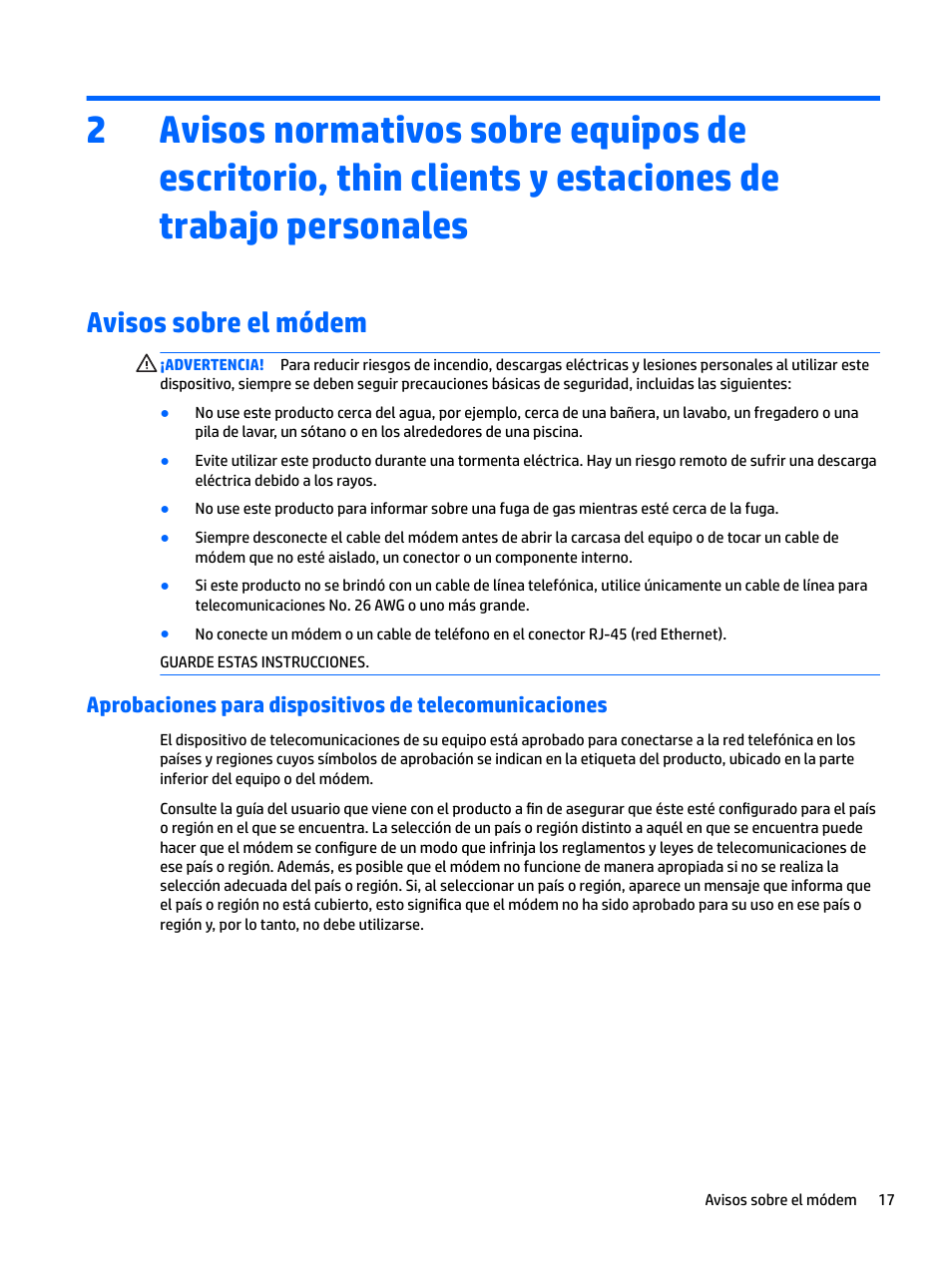 Avisos sobre el módem | HP EliteBook 840 G3 User Manual | Page 27 / 77