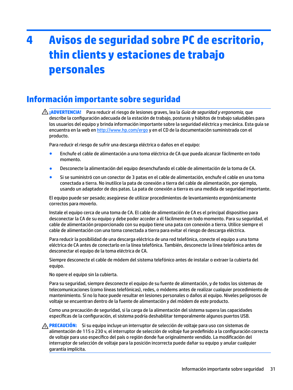 Información importante sobre seguridad | HP EliteBook 840 G3 User Manual | Page 41 / 77